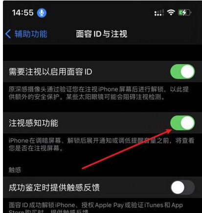 仙桃苹果14维修网点分享iPhone14注视感知功能有什么用 